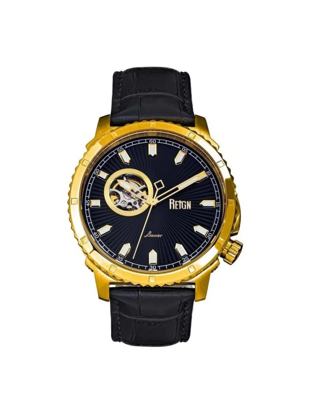 NWT Reign Bauer Automatic Black Dial Men's Watch